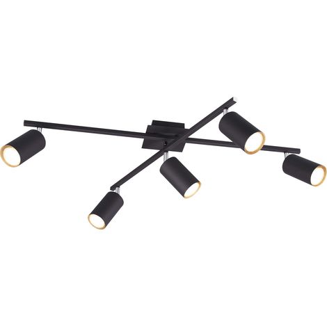 Plafoniera Soffitto 2 Barre Orientabili 5 Spots Faretti Nero Marley GD Trio (1/4)