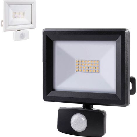 Projecteur LED Noir 30W, 3300 lumens, IP65, 4000K Blanc-neutre, détecteur de mouvement 3 réglages, connecteur rapide, fixation orientable 3D - Tibelec (1/5)