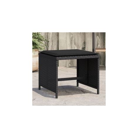 Tabourets de jardin avec coussins 4 pcs noir 40x40x35 rotin (1/5)