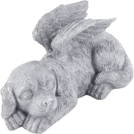 Statue commémorative pour animal de compagnie en résine, sculpture d'ange endormi pour jardin, ornement de tombe pour animal de compagnie, chien ange (1/5)