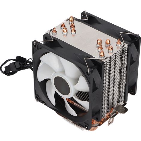 Refroidisseur de processeur à contact direct, flux d'air précis, faible niveau sonore, excellente dissipation thermique, six tubes RGB, ventilateur de processeur 3 broches, double ventilateur