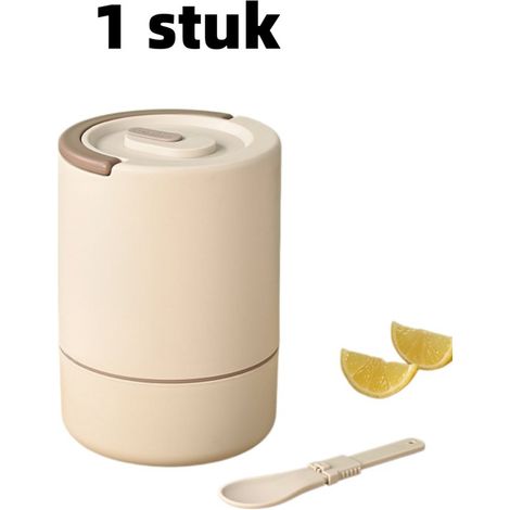 pièce - Boîte à lunch - Bentobox - Boîte à lunch multicouche - Contenant alimentaire isolé - Boîte à lunch double couche - Acier inoxydable - Portable, étanche et résistant à la chaleur - Beige (1/5)