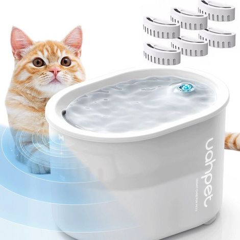 2L Cat Drinking Fountain, Super Quiet Pet Fountain with LED Lights, Multiple Filtration, Three Water Flow Modes, Prevents Dry Burning for 150 Days (1/5)