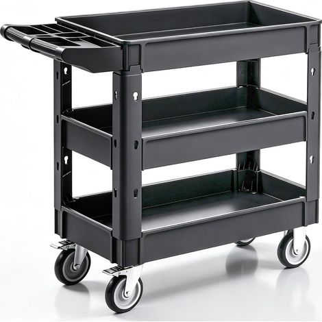 Chariot de service utilitaire transport de charge 3 plateaux PP 249 kg roues pivotantes pour garage et atelier (1/5)