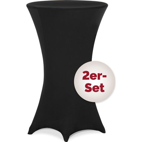 DETEX® 2x Housses de table de bar bistrot ronde nappe mange debout protection table de cocktail tissu stretch  Set de 2 noir, Ø70