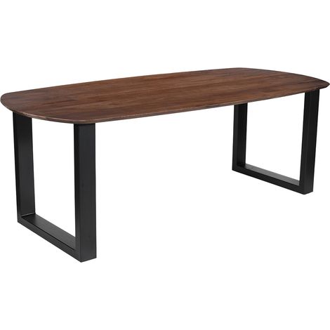 TOMMY - 220 - Table à manger ovale en bois de manguier clair pieds en métal noir 220 cm