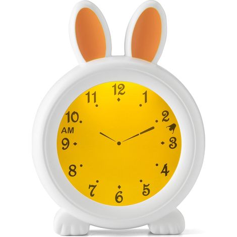 Baby BC100BUNNY Réveil pour Enfant – Lampe de Chevet Aide Les Enfants à Avoir Une Sensation de Temps – Veilleuse Stimule Les Enfants à Rester au lit – Veilleuse réglable - Blanc (1/5)