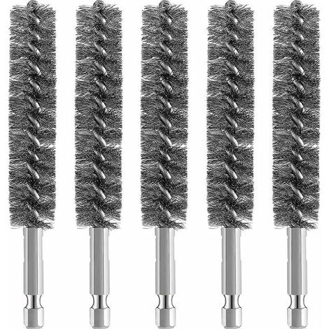 Bardusch-5pcs Brosse MéTallique de Brosse D'AléSage D'Acier Inoxydable pour la Brosse MéTallique de Nettoyage de Perceuse Brosse D'Acier Inoxydable avec la PoignéE de Tige Hexagonale (1/5)