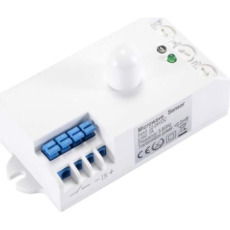 Détecteur de mouvement à micro-ondes 360° Capteur radar interrupteur DC 12-24 V allumage extinction automatique selon mouvement pour garages entrepôts couloirs escaliers (1/5)