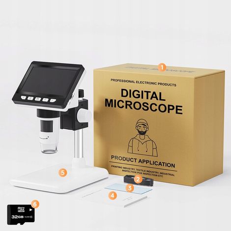 DIGITALES MIKROSKOP 4,3" PC MacOS WINDOWS 1000x USB (1/5)