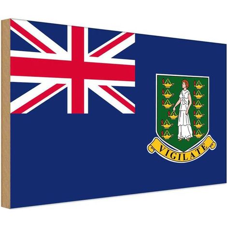 Panneau en bois 30x40 cm Drapeau des Îles Vierges britanniques, blason (1/4)