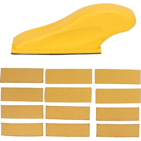 Ortviai Bloc de ponçage manuel 13 pièces avec grains 80/120/240 pour bois, céramique et métal – bloc en PU jaune avec velcro (1/5)