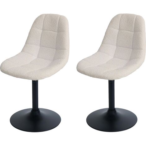 [NON UTILIZZATO] Set 2x sedie da pranzo HHG-842, poltroncina da cucina girevole, acciaio Stoffa/tessuto bouclé (450g/m²), beige