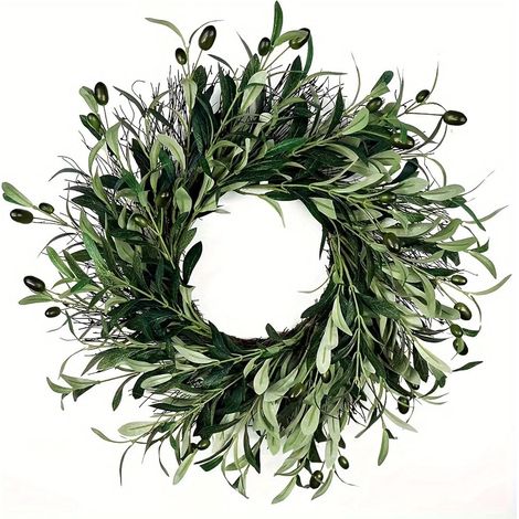 Guirlande De Feuilles D'olivier - 60 cm - Décor Festif Pour Porte Fenêtre Mur Mariage Noël - 1 Pièce (1/5)