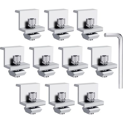 Supports de Pince de Bord de Panneau Solaire, Fixation de Panneau Solaire pour Panneau Solaire, pour Hauteur de Module 30-45MM (10Pcs 30MM) (1/5)