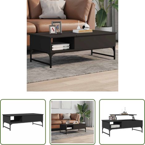 Table basse métal - Table basse noir 100x50x35 cm bois d'ingénierie et métal (1/5)