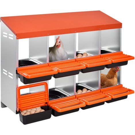 Nido Metálico de Puesta de 2 Niveles, 8 Compartimentos, para Gallinas con Tapas Protectoras, Nido Enrollable, Ideal para Gallinas, Patos, Pollos y Otras Aves de Corral, 1060 x 525 x 800 mm (1/5)