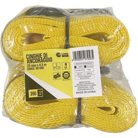 C SET 2/CINGHIE ANCORAGGIO CRICCHETTO 25MM 4,5MT S