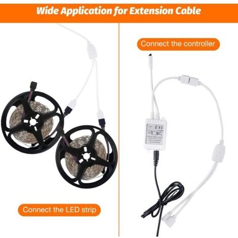 Kit de connecteurs pour bande LED, 2 répartiteurs 4 broches, câble répartiteur 1 vers 2, connecteur 4 broches pour bande L (1/3)