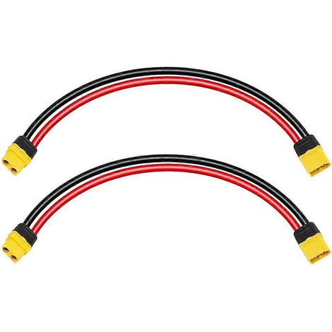 Deux câbles d'extension XT60, 12AWG, 1 pied de long, câbles XT60 à XT60 avec connecteurs mâle-femelle, compatibles avec les panneaux solaires et les batteries de télécommande. (1/5)