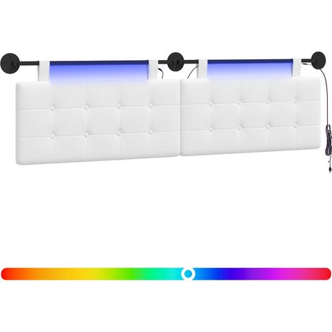 Cabecero colgante Con luz LED Blanco Tela vidaXL