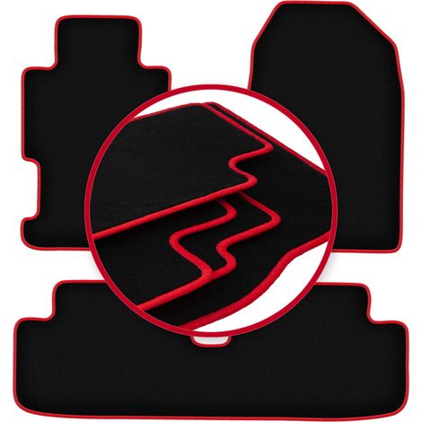 Tappetini in velluto con bordo rosso per: Honda Civic VII 3 porte hatchback, coupé (2001-2005) (1/5)