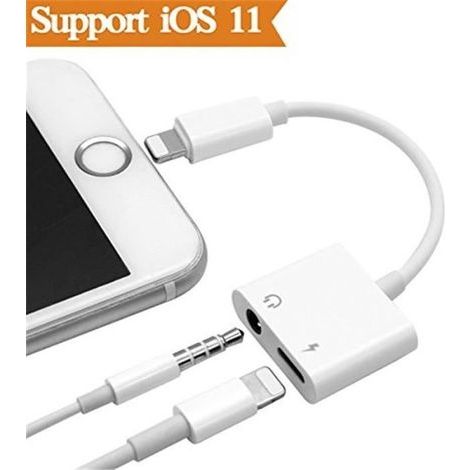 Adattatore 2 in 1 - ROCK - iPhone - Caricabatterie Lightning - Cuffie da 3,5 mm - Audio simultaneo (1/4)