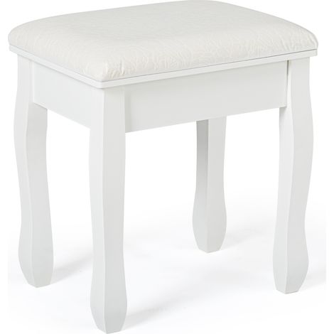 Mondeer – Tabouret de maquillage en bois massif – Coussin d’assise rembourré motif roses – Hauteur 41 cm – Design élégant pour coiffeuse et piano (1/5)
