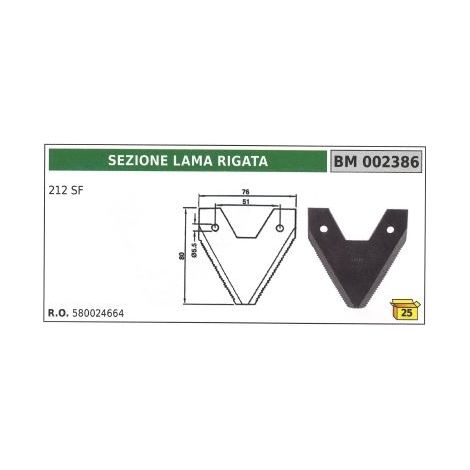 Sezione lama rigata per motofalciatrice 212 SF dente barra falciante BCS 622