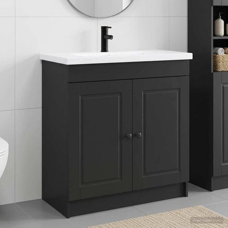 vidaXL Badezimmermöbel-Set Schwarz 78,5 x 37,5 x 81 cm Holzwerkstoff (1/5)