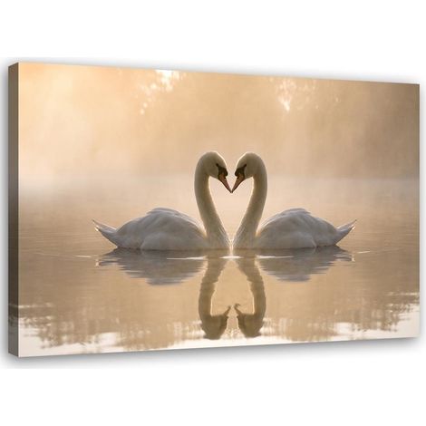 Quadro su tela, Cigni in amore nel mare - 90x60 (1/5)