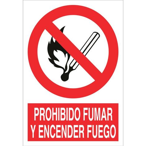 señal poliestireno 210x148mm. prohibido fumar y encender fuego