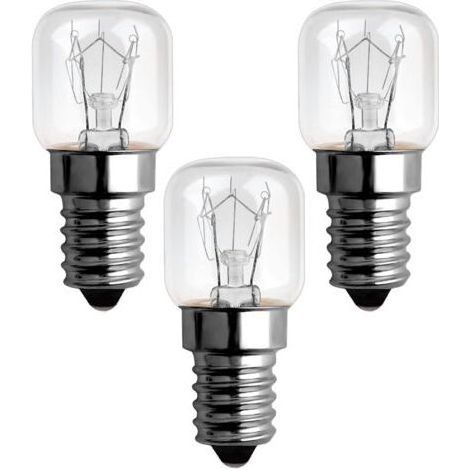 Lot de 3 mini ampoules à vis E14 de 25 W pour micro-ondes/four, résistantes à la chaleur jusqu'à 300 °C (1/4)