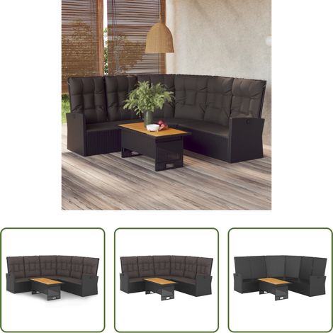 Terrassensofa - 2-tlg. Garten-Lounge-Set mit Kissen Schwarz Poly Rattan (1/5)