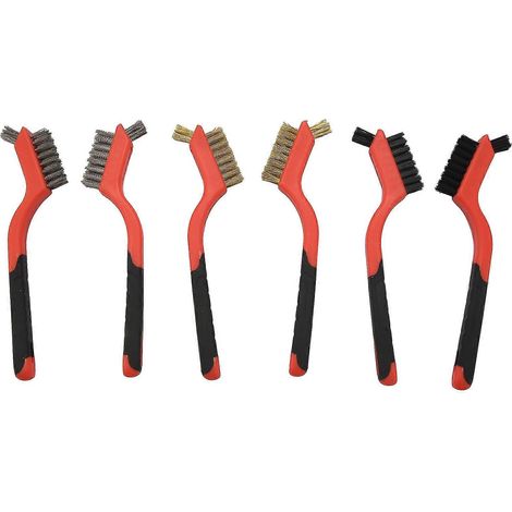 Mini brosse de nettoyage de fil en laiton, acier inoxydable et Nylon, brosse à gratter sertie robuste pour C 6 pièces (1/5)