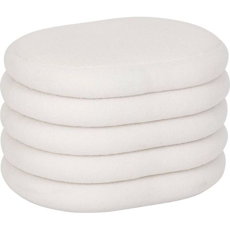Atmosphera – Pouf coffre bouclette blanc 59x45x40 cm – Rembourrage mousse PU – Design compact et chic – Rangement pratique pour livres et jouets
