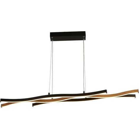 [NEUWERTIG] B-Ware Searchlight Led Hängeleuchte Bloom Swirl Hängelampe Deckenlampe Led Schwarz/Holz