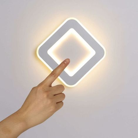 Aplique de pared LED para interiores con interruptor táctil, lámpara de pared moderna de 19 W, 3000 K/4000 K/6000 K, luz de lectura para dormitorio, aplique de pared de metal blanco y negro para sala  (1/5)