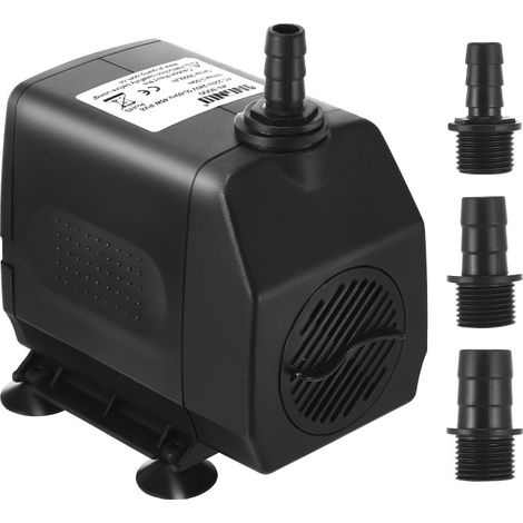 Pompe à Eau Aquarium 3000L/H 45W Hauteur 3m Régulateur Débit Portable Avec Filtre 3 Buses Câble 2m Adapté Fontaine Jardin Cascade