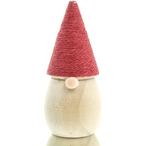 SCHEULEN Weihnachtsdeko Wichtel Natur & Rot mit Kordelmütze 16,5 cm - Holz (1/2)
