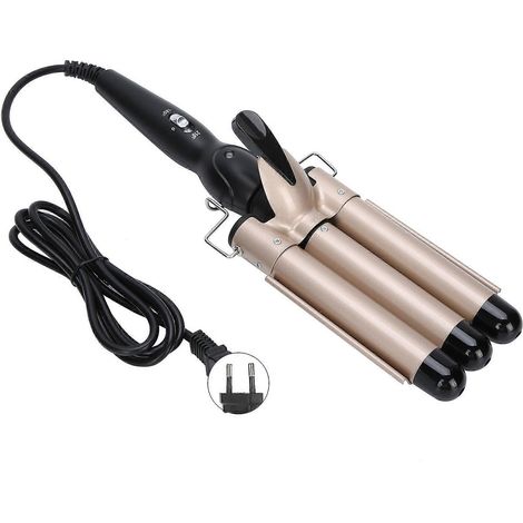 Fer à friser triple avec deux réglages de température, technologie tourmaline, outil de coiffage électrique, prise européenne dorée, YMMR (1/5)