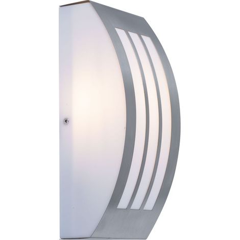 Außenwandlampe Edelstahl Haustürleuchte Fassadenlampe LED Wandleuchte silber, Kunststoff weiß, 11W 1000lm warmweiß, BxH 25x9 cm