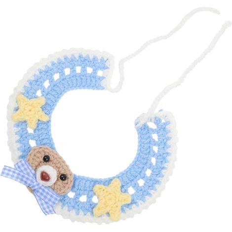 Collar de punto azul ajustable para gato, ideal para un look cómodo. 1 unidad. Hilo de lana. (1/5)