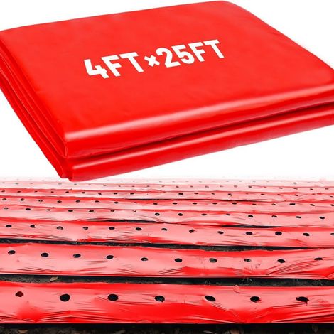 Paillis rouge de 1,2 m x 7,6 m pour jardins, paillis rouge, fournitures pour fraisiers et tomates (1/5)
