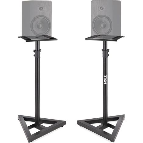 Pieds d'Enceintes - Support Enceinte - Support Haut-Parleur avec Hauteur Réglable de 66 cm à 132 cm - Base Triangulaire Robuste à Trois Points - Noir