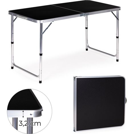 Touristentisch klappbarer Campingtisch schwarze Platte 120 x 60 cm