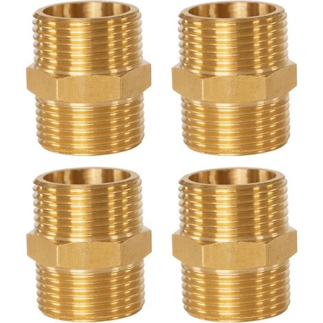 4 Raccords, Connecteur Laiton, Filetage Mâle 3/4", Tuyauterie Eau, Chauffage Central (1/5)