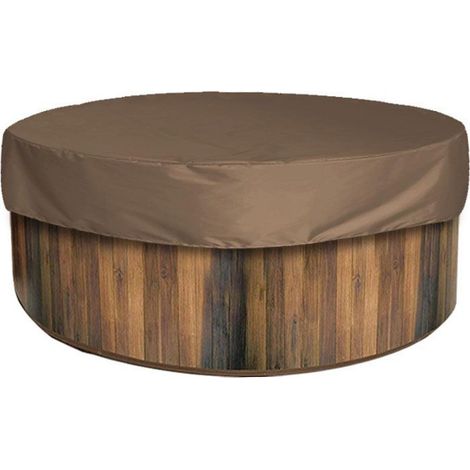 Couverture de baignoire/spa ronde et étanche pour extérieur : protection anti-UV - marron (1/5)