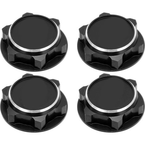 Écrous de roue hexagonaux en alliage d'aluminium léger 17mm, anti-déserrage et anti-poussière pour voiture RC 1/8, couleur noire. (1/5)