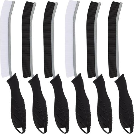 Brosse de Nettoyage - Brosse de Nettoyage à Poils Durs, Brosse Nettoyage Salle de Bain, Brosse à Coulis, Outils de Nettoyage pour Les Toilettes, la Maison, la Baignoire, la Fenêtre (6, Noir) (1/5)